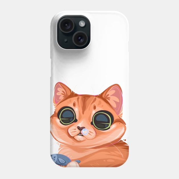 Cat and his fishy Phone Case by Meg Jamie-Beth