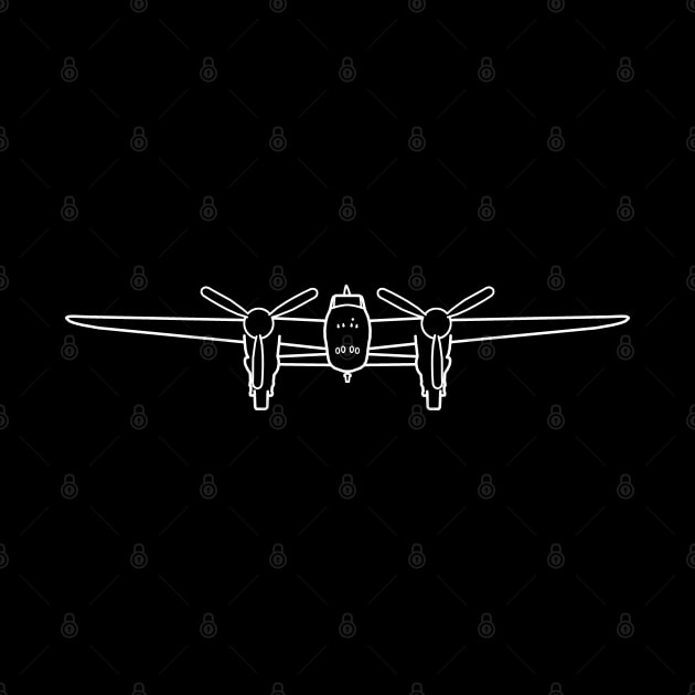 Mosquito WW2 combat aircraft outline graphic (white) by soitwouldseem