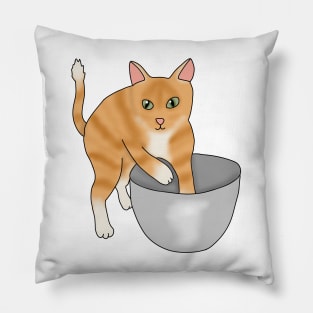 Kitty baking (fluffy orange cat) Pillow