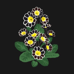 Floral pattern in dark colors. Primula T-Shirt