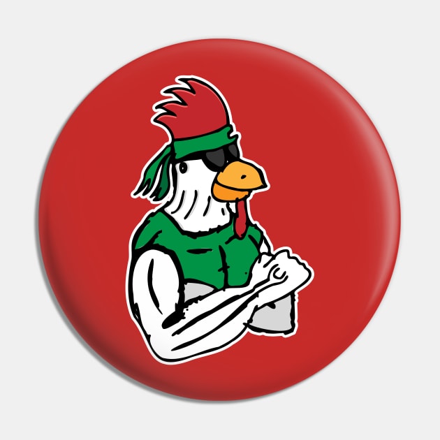 Chicken Rambo Flexing - Chicken - Pin | TeePublic