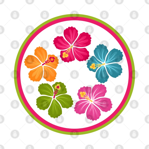 Hand Drawn Hibiscus Flower Wreath Emblem by RageRabbit