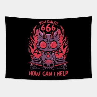 Satanic Support Cat - Hell Demon Kitten Tapestry