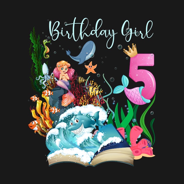 Cute Mermaid 5th Birthday Girl by Kokomo