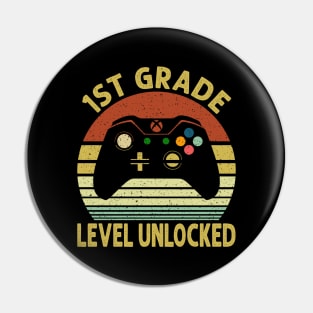 1st Grade Level Unlocked First Day of School Video Gamer Pin