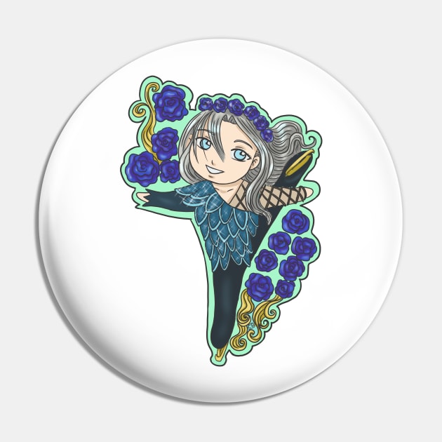 Yurii! on Ice - Viktor Flower Crown Pin by CintiaSand