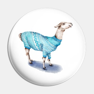 Llama in Blue Sweater Pin