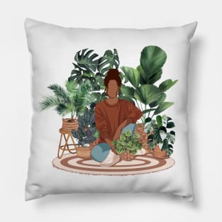 Girl with plants 4 Pillow