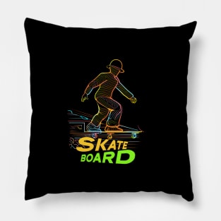 Skateboard Art Design all day skate Pillow