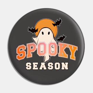 Spooky Season Cute Fun Ghost Bats Full Moon Halloween Pin