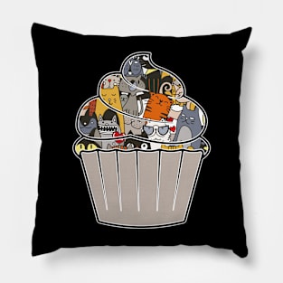 Pop Art Cupcake Pastry Lover Baked Goods Cute Cats Pattern Pillow