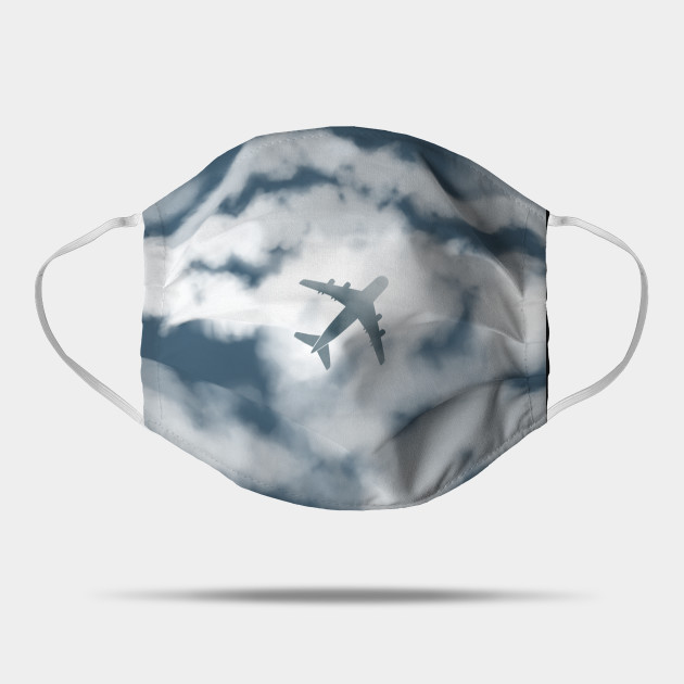 Masque Ciel Nuages Bleu Nuit Et Silouhette Avion Avion Mask Teepublic