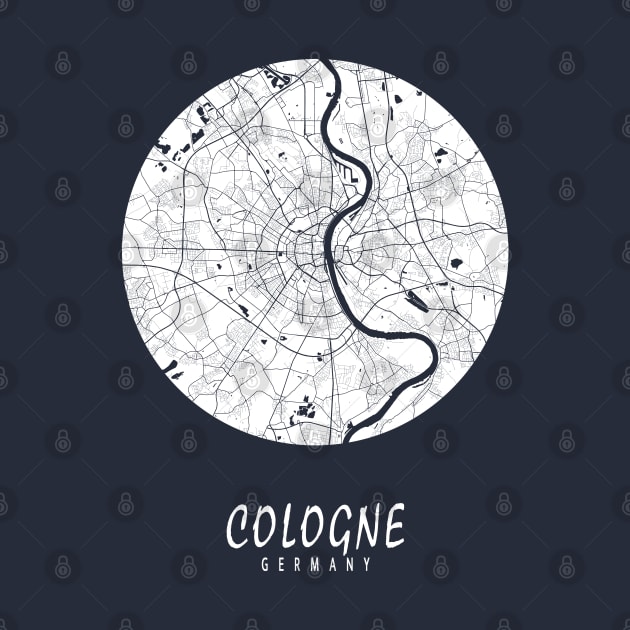 Cologne, Germany City Map - Full Moon by deMAP Studio