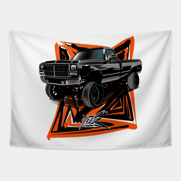 dodge first gen truck black Tapestry by naquash