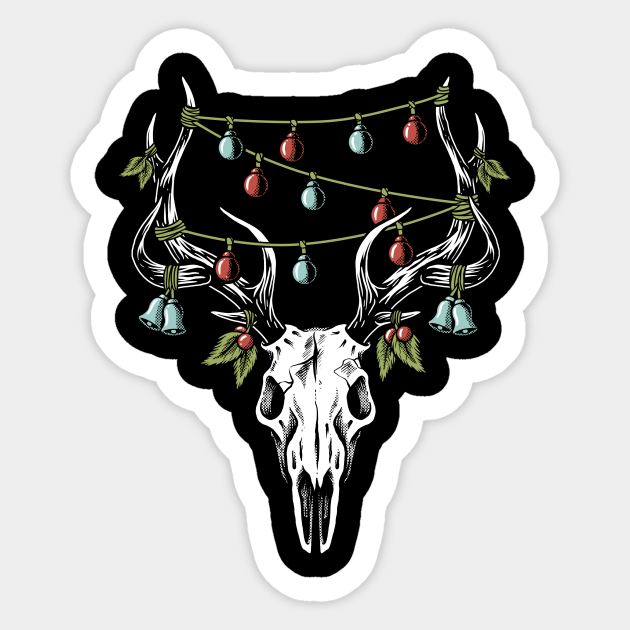 Download Christmas Reindeer Skull Decorations Reindeer Christmas Sticker Teepublic