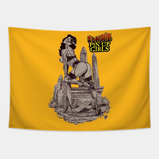 Zombie Pinup Divas : Grave Girl Tapestry by rsacchetto