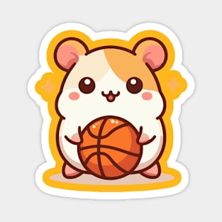 Cute hamster Play Basketball Magnet