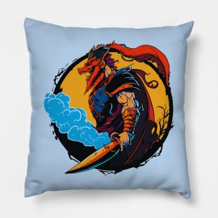 Dragon Slayer, People's Champion - Legendary Hero | Dungeons & Dragons Tabletop inspired High Fantasy Art of a Powerful Warrior Pillow