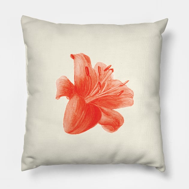 Red Lily Flower Pillow by VeraAlmeida