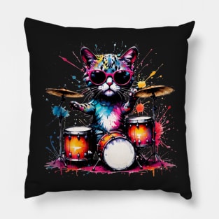 Kitty Drummer Pillow