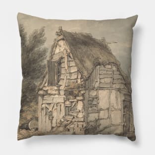 Half Timbered and Thatched Shack by Thomas Hearne Pillow