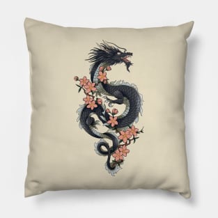 Dragon and cherry blossoms Pillow