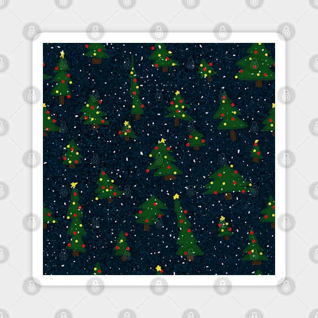 Poorly Drawn Christmas Trees in the Snow Magnet by TooCoolUnicorn