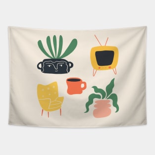 Midcentury Knick Knacks Print Tapestry