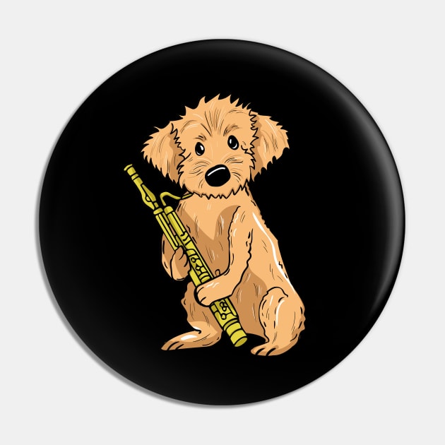 Goldendoodle Playing Bassoon Pin by LetsBeginDesigns