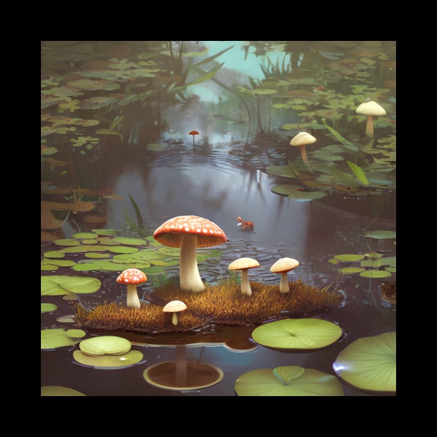 Mushroom Pond Landscape by Trip Tank