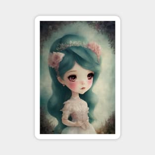 Watercolor Style Cute Chibi Kawaii Girl Art Magnet