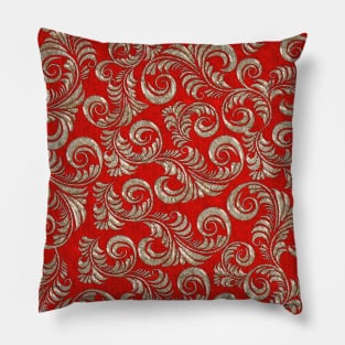 Red Glitter Floral Pattern Pillow