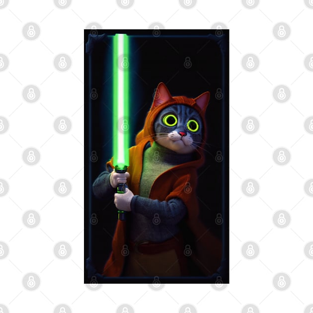 Fun Cat Print ~ AI Art ~ Fantasy Cat ~ Sci-fi Cat ~ Cats with Lightsabers by catsnlightsabres