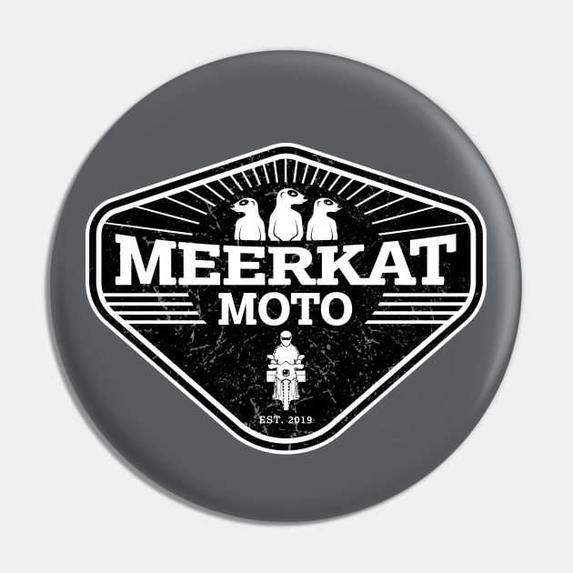 Meerkat Moto with Adventure Motorcycle Rider Pin by sentinelsupplyco