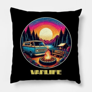 Colorful campground Vanlife Pillow