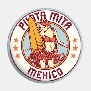 Vintage Surfing Badge for Punta Mita, Mexico Pin