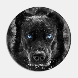 Black Wolf with blue eyes vector Pin