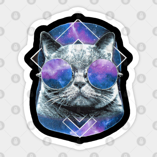 Cat Universe Space T Shirt Astronaut Cat Meme Round Glasses Cat Universe Sticker Teepublic