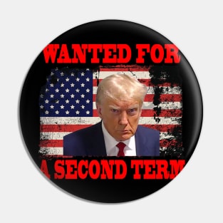 Vintage Wanted For A Second Term American Flag Pin