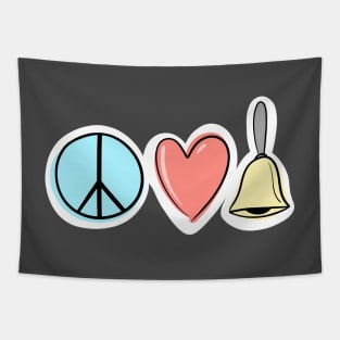 Peace Love Handbells (simple symbols variant) Tapestry