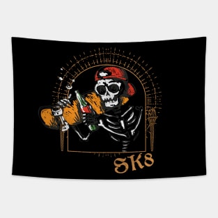 Skating Skeleton Tapestry