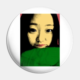 BEAUTIFUL FUNNY ASIAN GIRL POP ART COLOR Pin