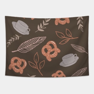 Coffee and pretzels for pretzel day and coffee lovers Tapestry