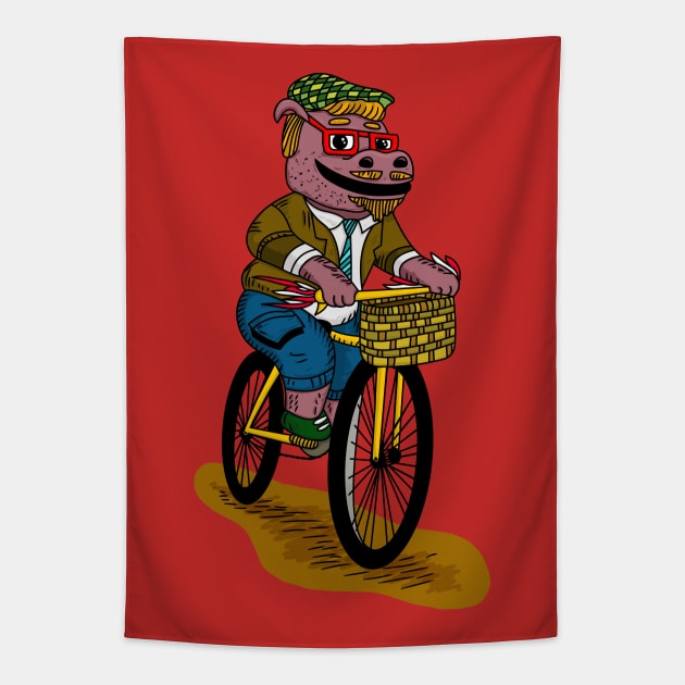 PUN INTENDED  - HIPSTERPOTAMUS - HIPSTERS- BEARDS Tapestry by ptelling