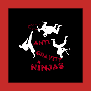 Anti Gravity Ninjas (White/Red Over Black) By Abby Anime(c) T-Shirt