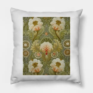 Silk Embroidery with Flowers and Leaves Pillow