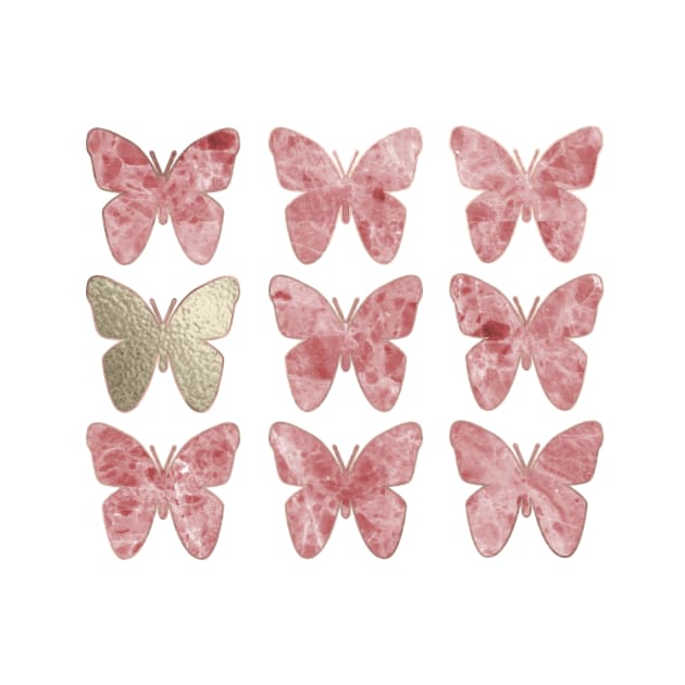 Golden rosy mauve butterflies by marbleco