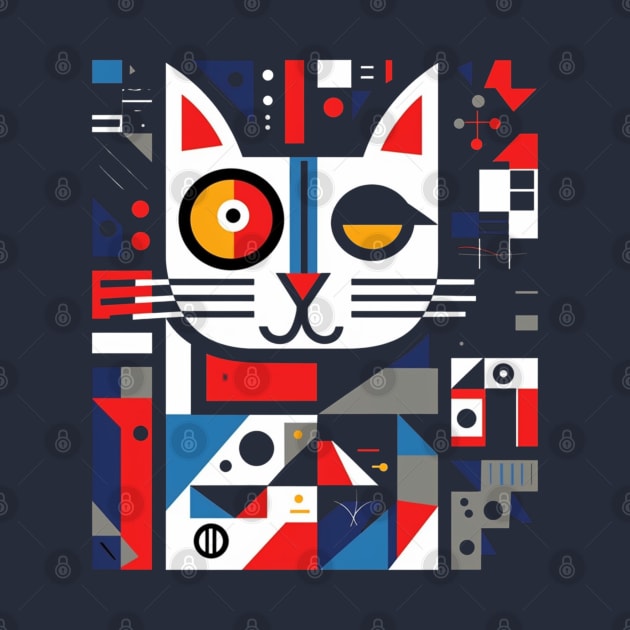 A Geometric Cat Design by Studio Red Koala