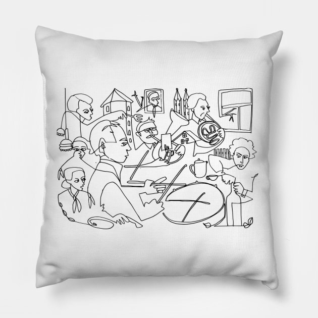 Marching Band Orchestra, Brass Band Pillow by badlydrawnbabe
