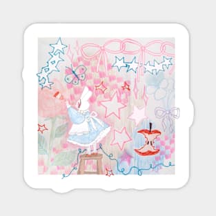 Y2K Dreamscape Girl Painting Flowers Magnet